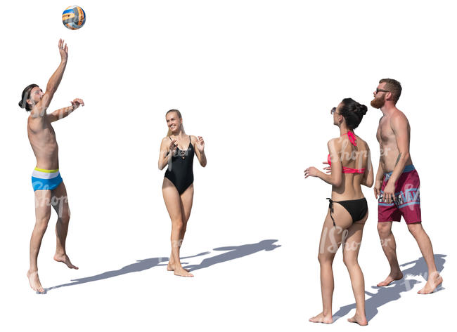group of young people playing beach volley