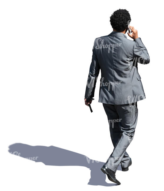 black businessman walking seen from above