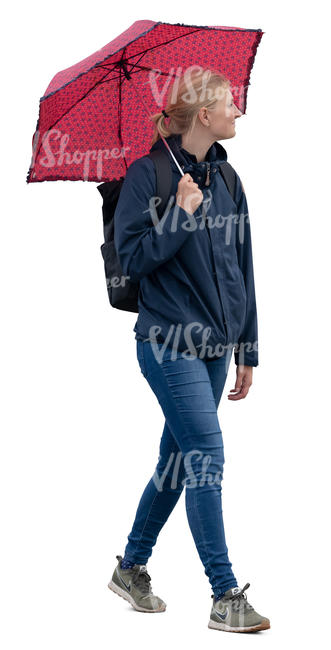 woman with an umbrella walking