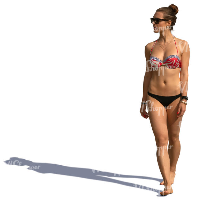 woman in a bikni walking