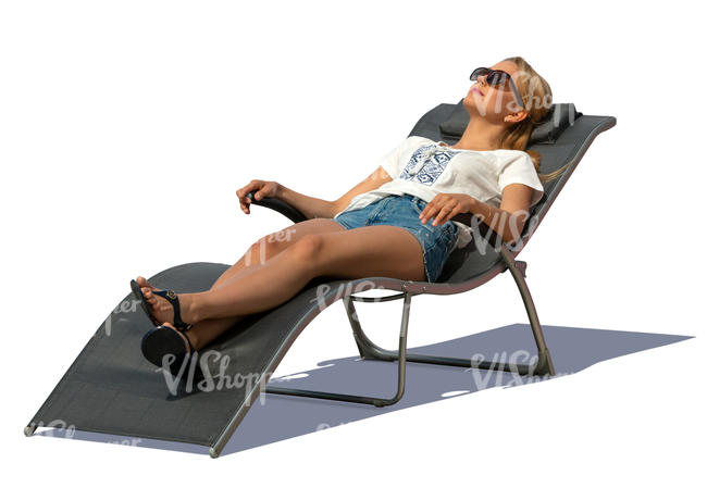 woman lying in a reclining chair