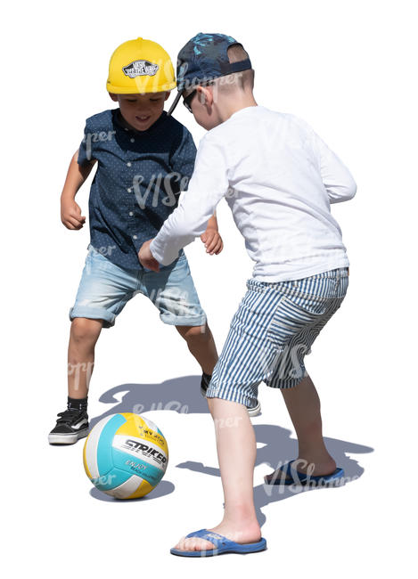 two boys playing football
