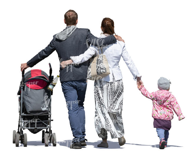 family walking on a sunny day