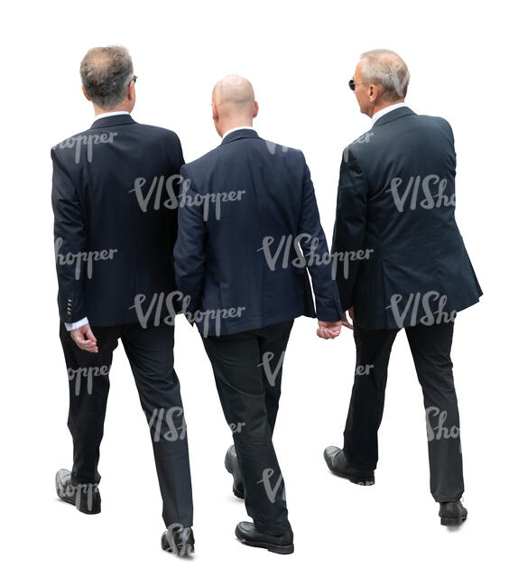 three businessmen walking seen from above