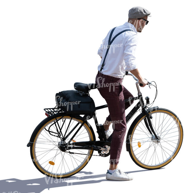 trendy man riding a bike