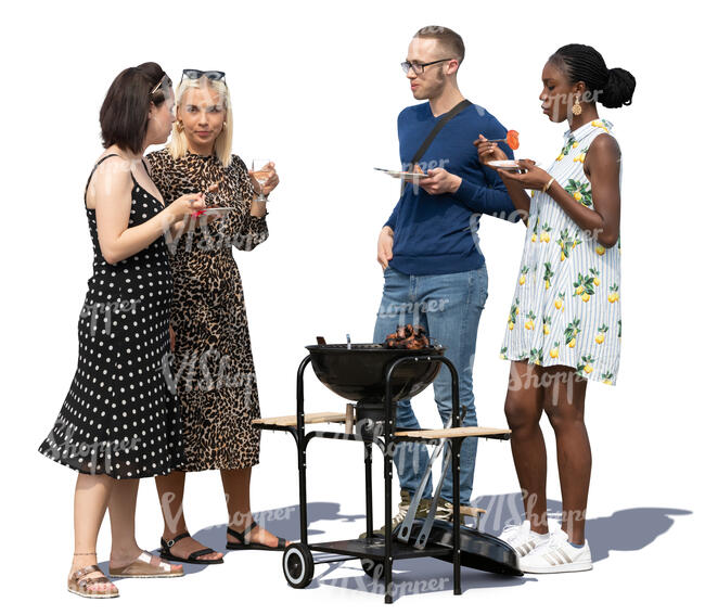 group of four having a barbeque party