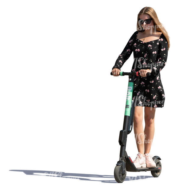 woman riding an electric scooter