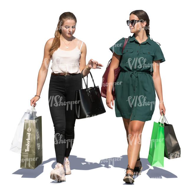 two young women coming from shopping