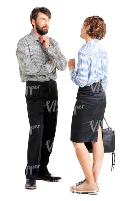 two office workers standing and talking