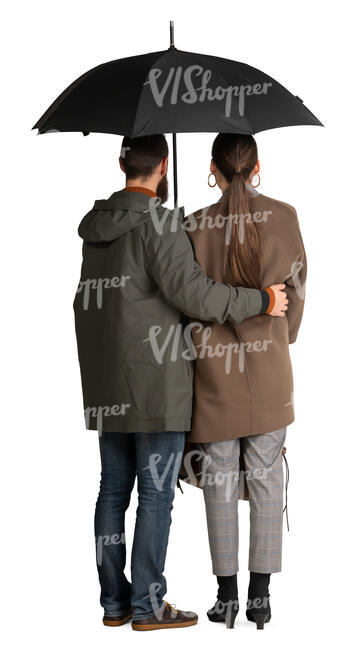 couple standing under un umbrella