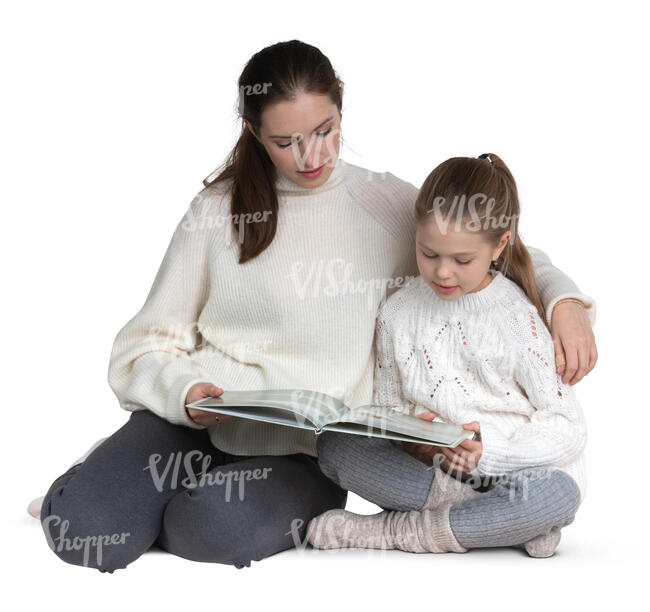 mother and daughter reading a book together