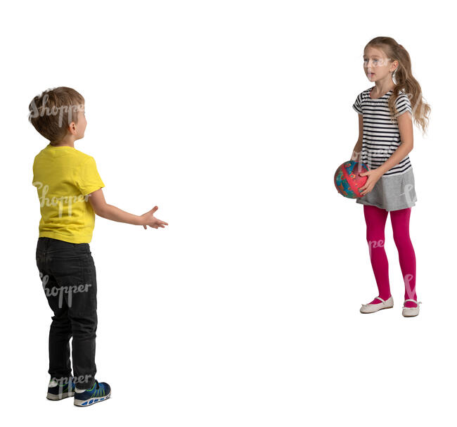 two kids playing with a ball