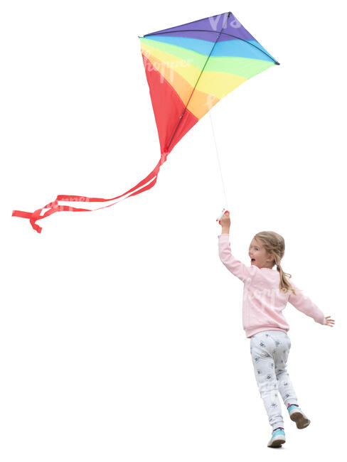 little girl running with a kite