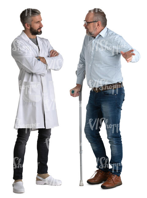 elderly man talking to a doctor