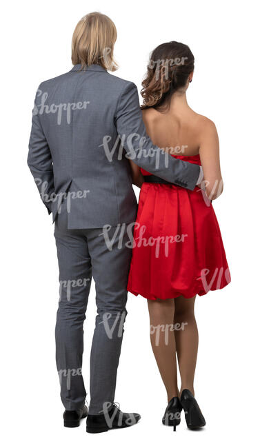 couple in fancy clothes standing 