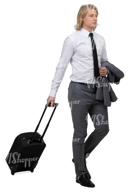 young travelling businessman walking
