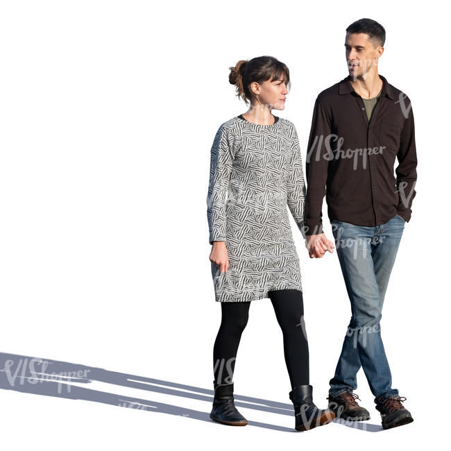 young couple walking hand in hand