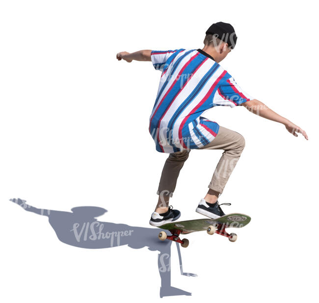 young man doing a stunt on a skateboard
