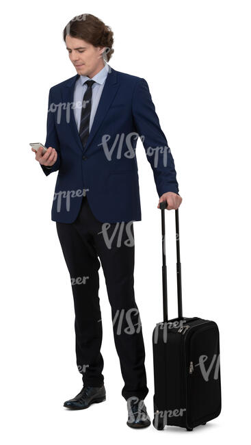 young businessman with a suitcase standing