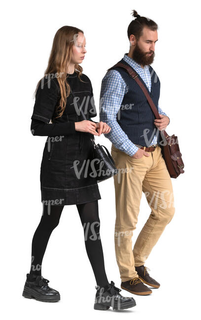man and woman walking together
