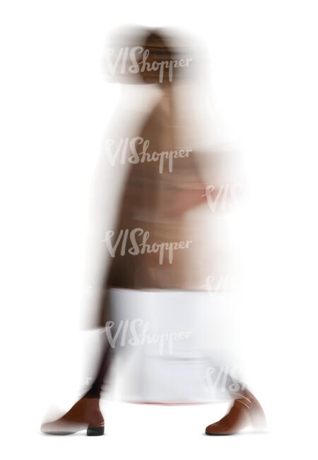 motion blur image of a woman with a shopping bag walking