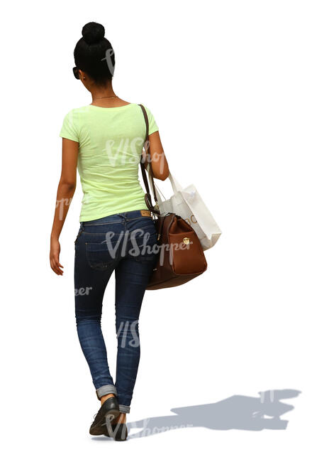 woman with shopping bags walking