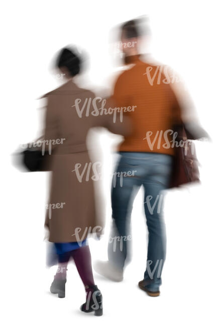 motion blur image of a couple walking arm in arm