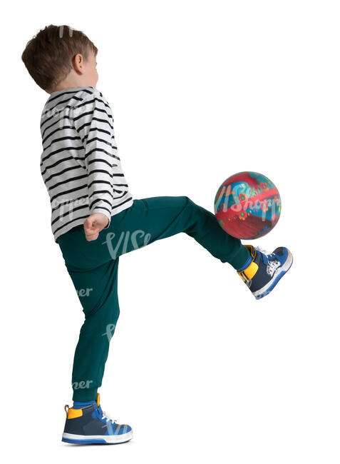 little boy playing football