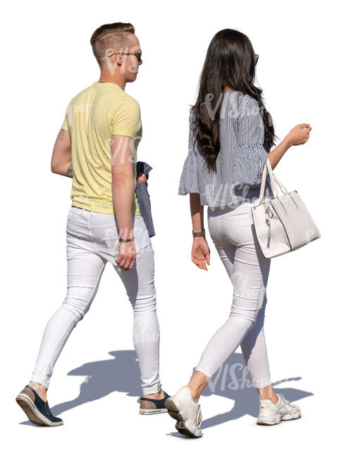 young man and woman walking