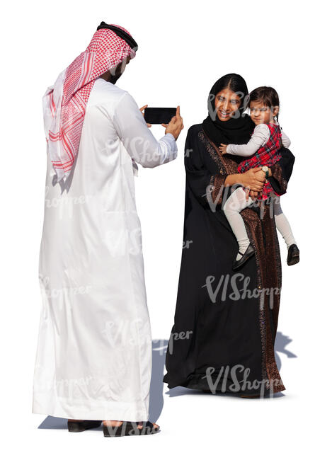 arab man taking a picture of his family
