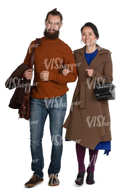 couple walking arm in arm