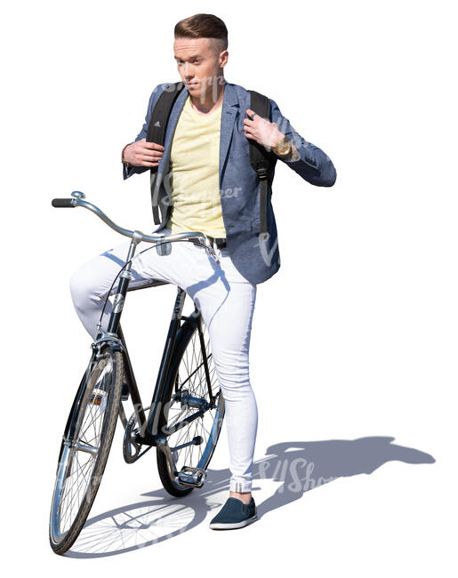 young man with a bike standing
