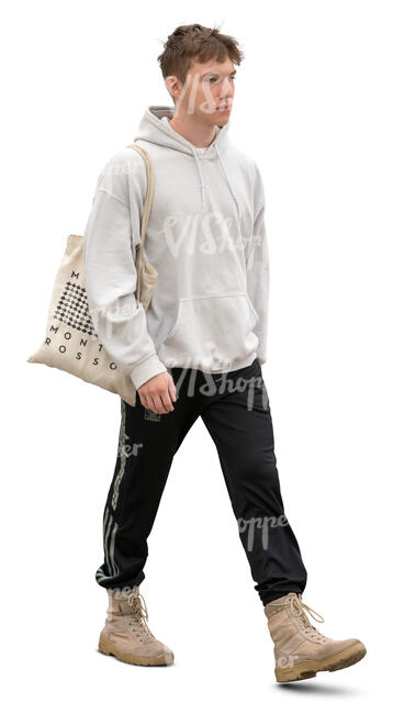 young man walking in an ambient light