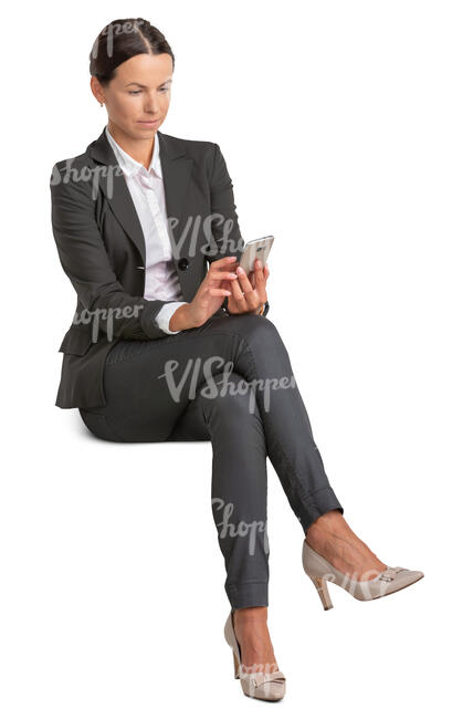 businesswoman sitting and texting