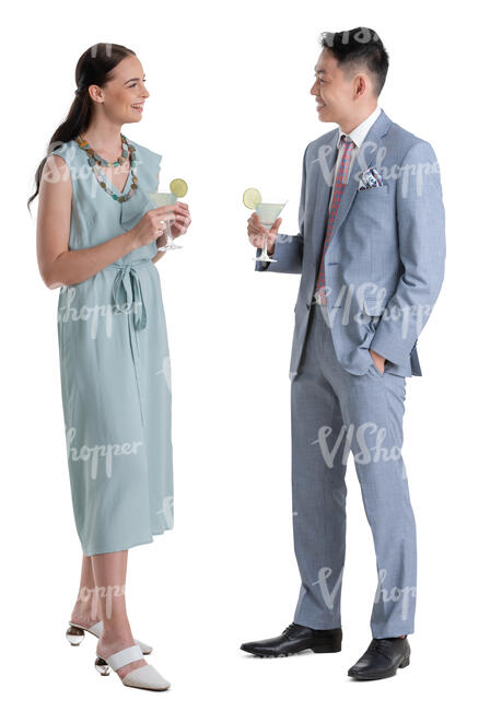 two people standing and drinking cocktails