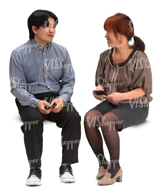 asian man and woman sitting and talking