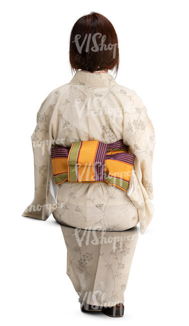 japanese woman in a kimono sitting on a chair