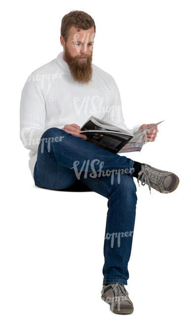 man sitting and reading a newspaper