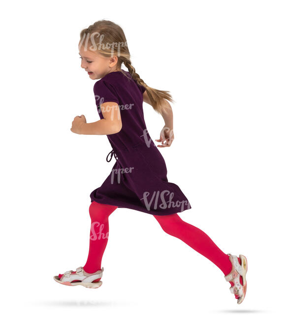 little girl running happily