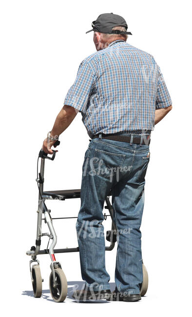 old man walking with a walking frame