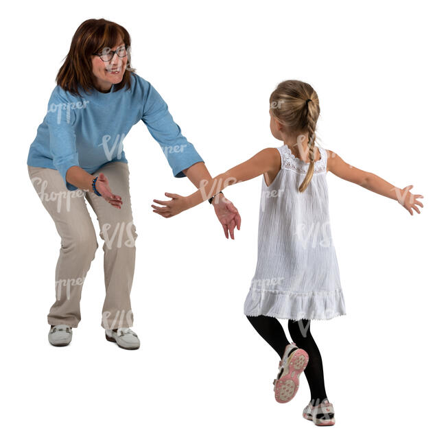 little girl running to her grandmother
