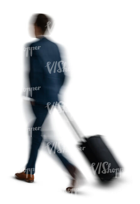 motion blur man with a suitcase walking