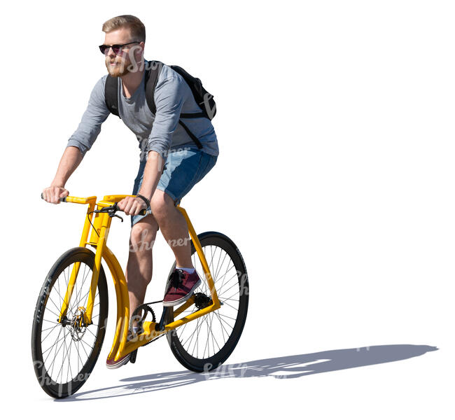 man riding a trendy yellow bike