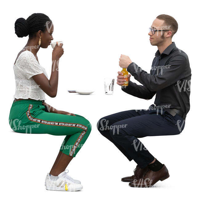 man and woman sitting in a cafe