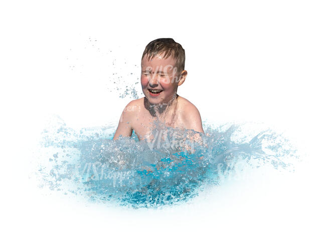 little boy playing in the water