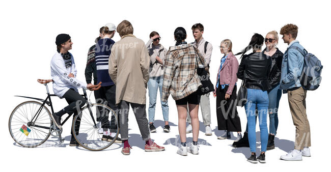 large group of teenagers standing and talking