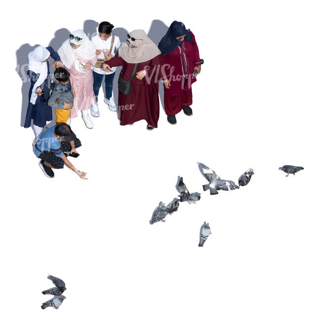 group of muslim women standing and seen from above