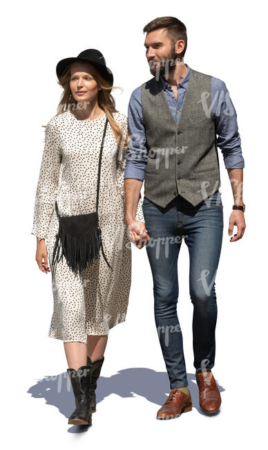 man and woman walking hand in hand