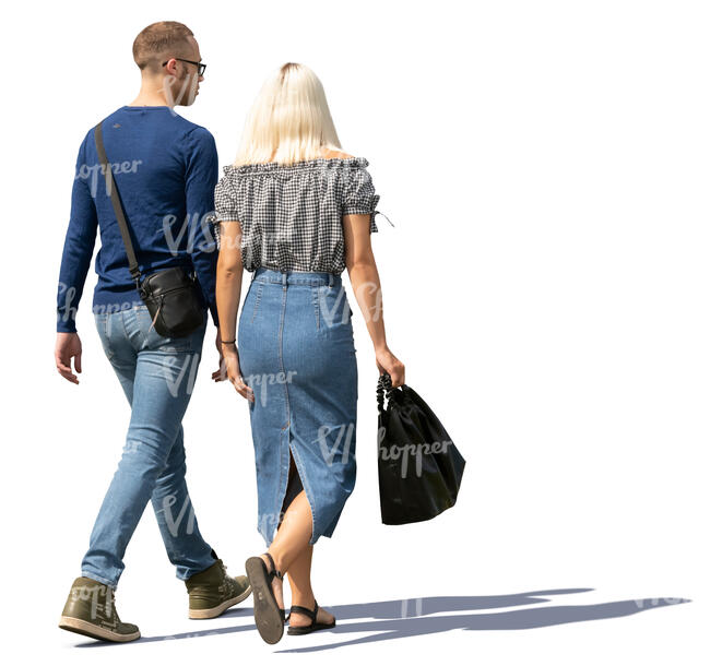 man and woman walking outdoors