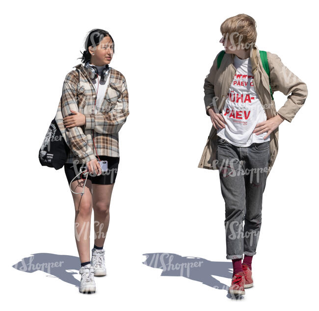 cut out teenage girl and boy walking